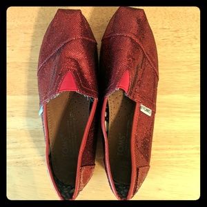 TOMS Women's Glitter Red Classic Size 6 LIKE NEW